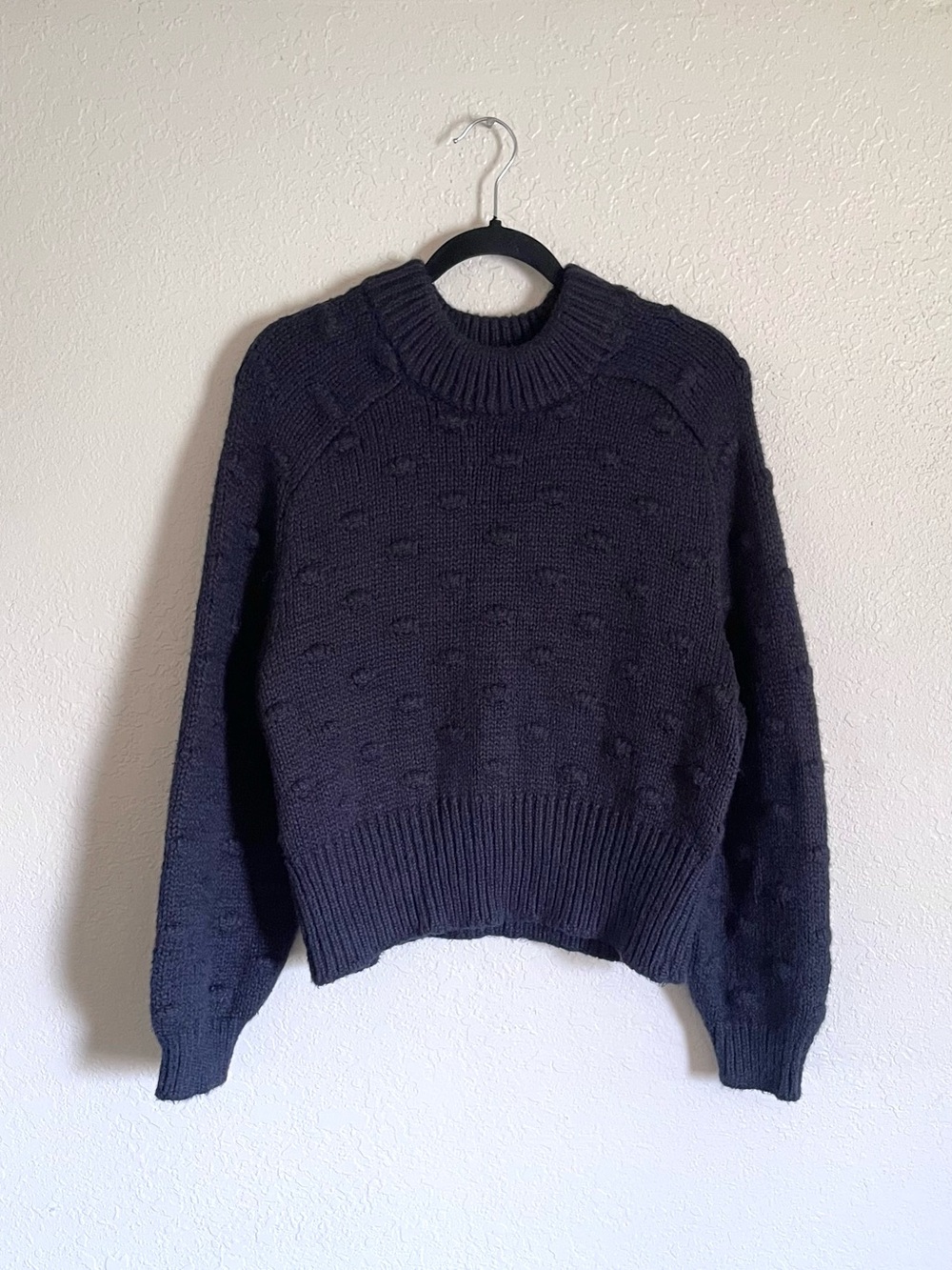 Universal Thread Black Crewneck Polka Dot Bobble Sweater